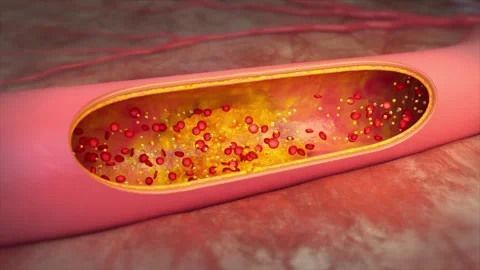 Vascular occlusion: blood vessel blocked by a clot Stockbeeldmateriaal 344955341
