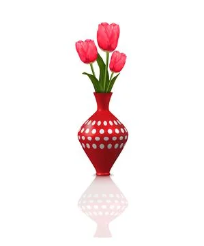 Vase with 3 red tulips Stock Illustration