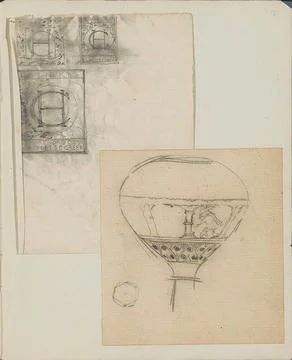 Vase and designs for a monogram. Leaf 17 Recto from an album with 17 sheet... Foto stock
