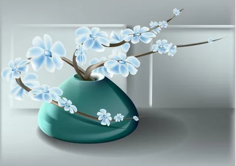 Vase and flower Stock Illustration
