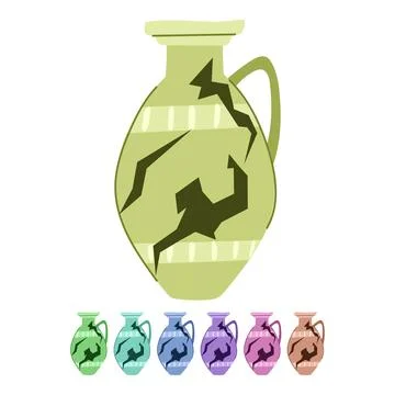 Vase broken antique pot vector cartoon graphic Stock Illustration
