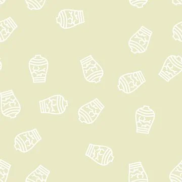 Vase chinese line vector seamless pattern Illustrazione stock
