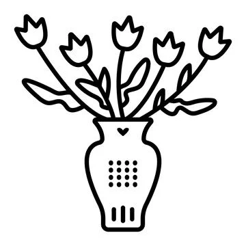 Vase with five tulips Stock Illustration