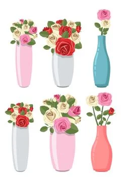 Vase with flower vector design illustration isolated on white background Stock Illustration