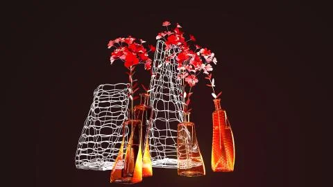 Vase of flowers on a dark background, interior design, 3D rendering 스톡 일러스트