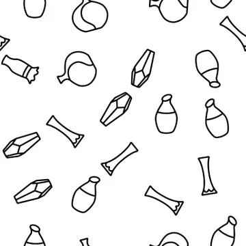 Vase Flowers Decorative Dishware Vector Seamless Pattern Illustration