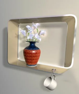Vase of flowers on an impossible shelf Illustrazione stock