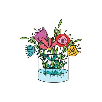 Vase of Flowers Vector Stock Illustration