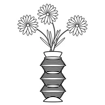 Vase with flowers on white. Illustrazione stock