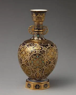 Vase with hexagonal foot (one of a pair) 1885 Crown Derby The history of th.. Stock Photos