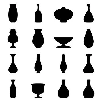 Vase icon set. Pottery vector Stock Illustration