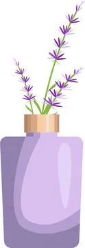 A vase with lavender on the table on a light background. Stock Illustration
