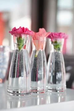 Vase placed in a row at a restaurant Stock Photos