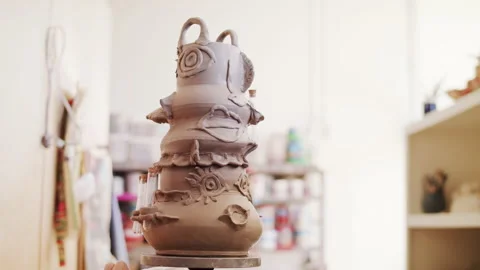 A vase in a pottery studio Stock Footage 138593093