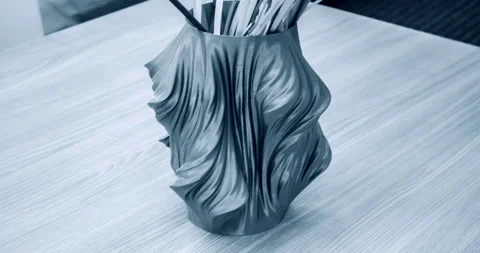 The vase printed on the 3d printer stands in the interior close-up. Stock Footage 151931133