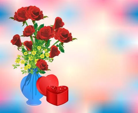 Vase with roses Stock Illustration