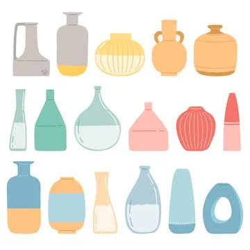 Vase set flat design and vector illustration Stock Illustration