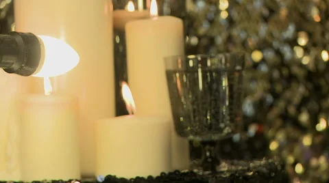 Vase shimmers on backdrop of fabric with sequins Stock Footage 44159379