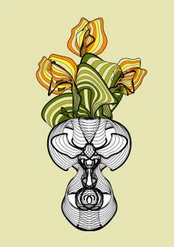 Vase with spring flowers tulips Stock Illustration