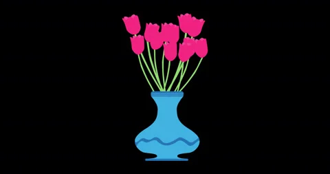 Vase tulip vector red flower illustration beautiful pink isolated white bloss Stock Footage 141467913