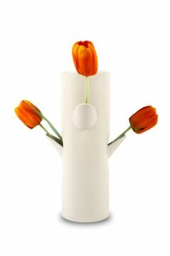 Vase with tulips with clipping path Stock Photos