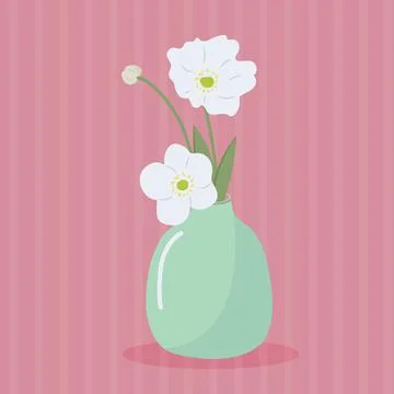 Vase with white flowers. Stock Illustration