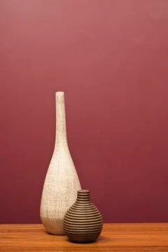 Vases arranged on a table Stock Photos