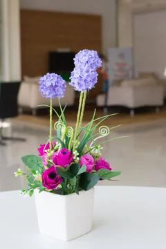 Vases artificial flowers Foto stock