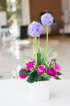Vases artificial flowers Stock Photos