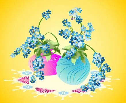 Vases of flowers Stock Illustration