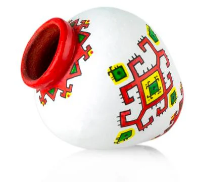 Vases with native north pattern vase isolated on white background. Stock Photos