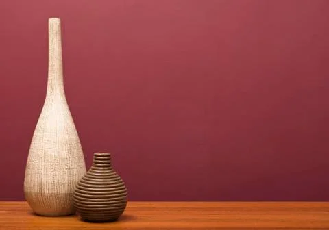 Vases on table Stock Photos