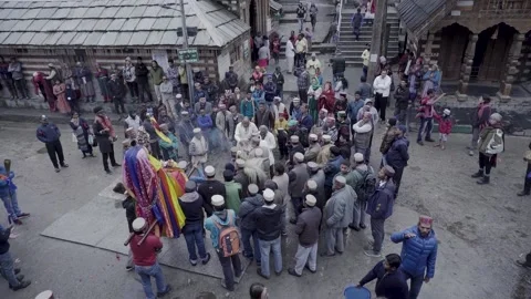 Vashisht Ceremony Crowd From Above Stock Footage 131127272