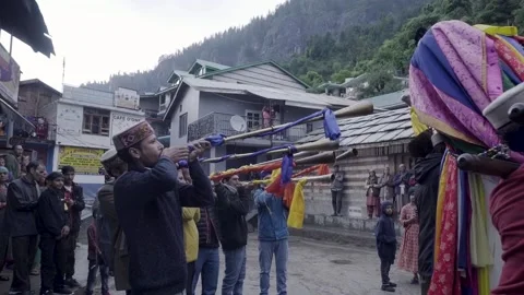 Vashisht Ceremony Wide Low Angle Stock Footage 131127152