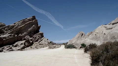Vasquez Rocks 4K main rock formation and entrance static shot V24306 Video stock 94741753
