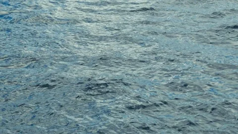 A vast blue ocean under clear skies, gentle waves rolling across the frame, Video stock 338310973