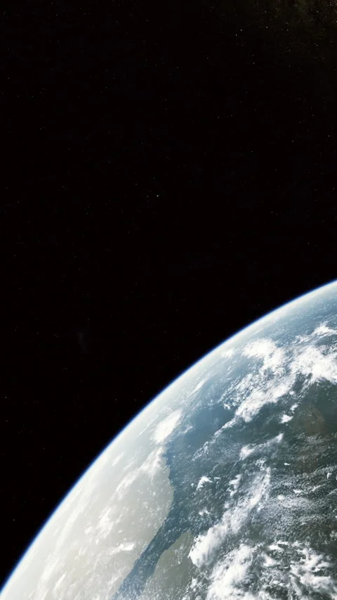 Vast blue planet viewed from space with dark infinity in the background Stock Footage 331805972