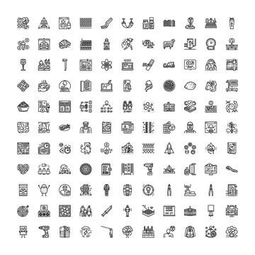 Vast collection of modern thin line style icons イラスト素材