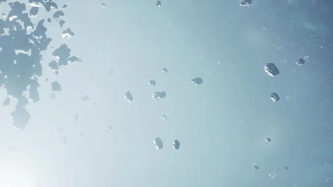 Vast Cosmic Scene With Floating Asteroids and a Bright Sun in the Background Stock Footage 344819338