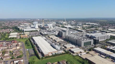 Vast Data Center Complex and Industrial Area Drone Perspective Stock Footage 338012510