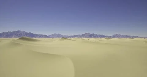 Vast desert landscape featuring rolling sand dunes and distant mountains Stock Illustration