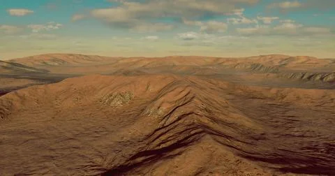 Vast desert landscape showcasing rolling hills and dramatic mountain ranges 스톡 일러스트