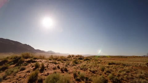 Vast Desert Landscape Under Clear Blue Sky Stock Footage 303636997
