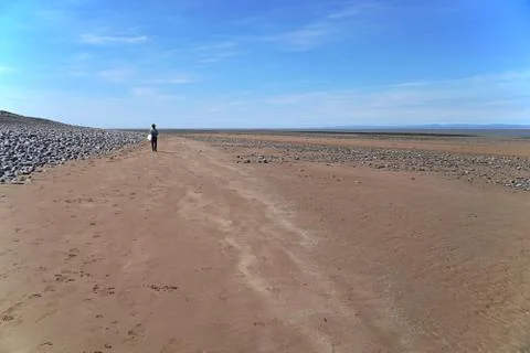The vast empty beach at Minehead at low tide Stock Photos