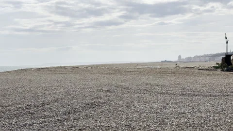 Vast empty pebble shoreline landscape detail Stock Footage 338136527