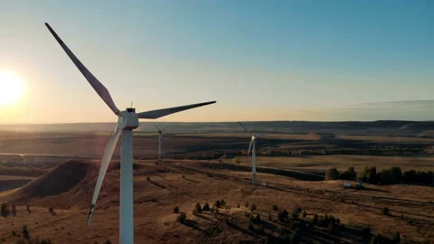 Vast field with windmills. Wind power technology concept. Stock Footage 99456690