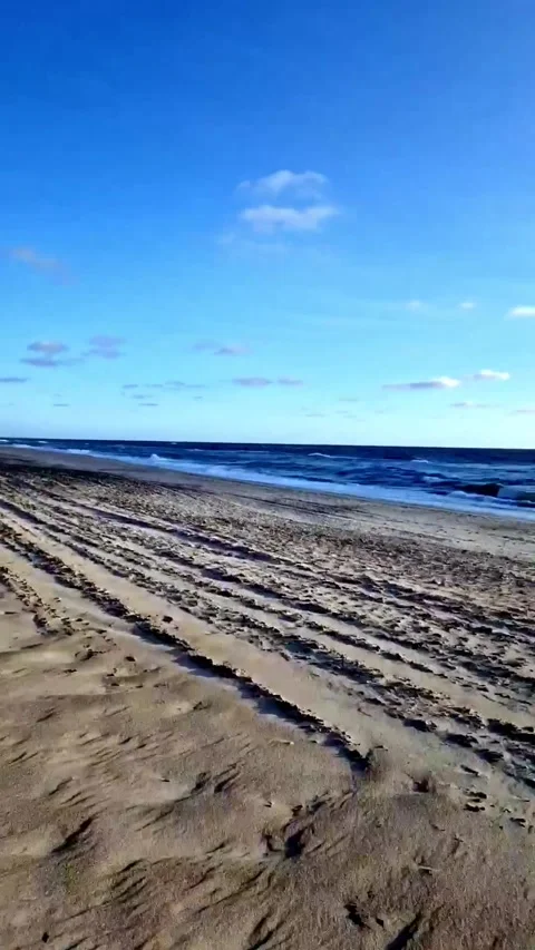 Vast Flat Sandy Beach at Low Tide with Rippled Sand, West Jutland, Denmark Stock Footage 333004098