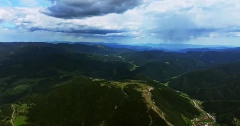 Vast Landscape Of Rhodope Mountain Range Storm Clouds On A Sunny Day Aerial Stock-Footage 300478908