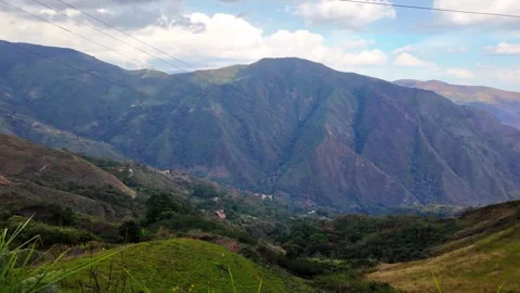 Vast Mountain Range Panorama Panning Shot Colonia Tovar and La Victoria Road Видео 333025680