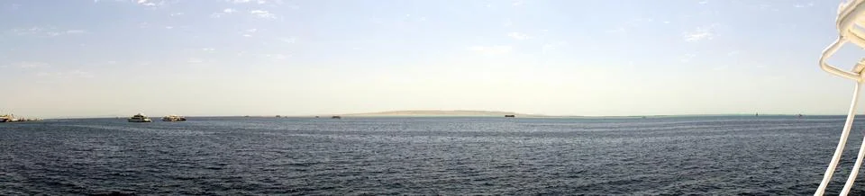 Vast Panorama of the Tranquil Waters and Coast of Hurghada Red Sea During a.. Stock Photos